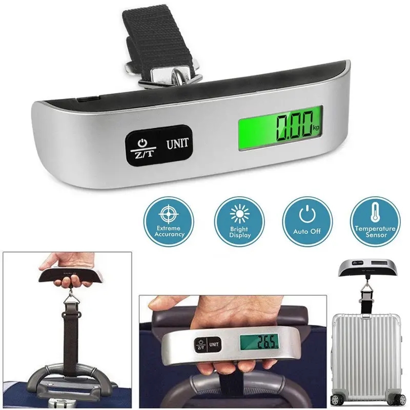 110lb 50kg Portable Travel LCD Digital Hanging Luggage Scale 