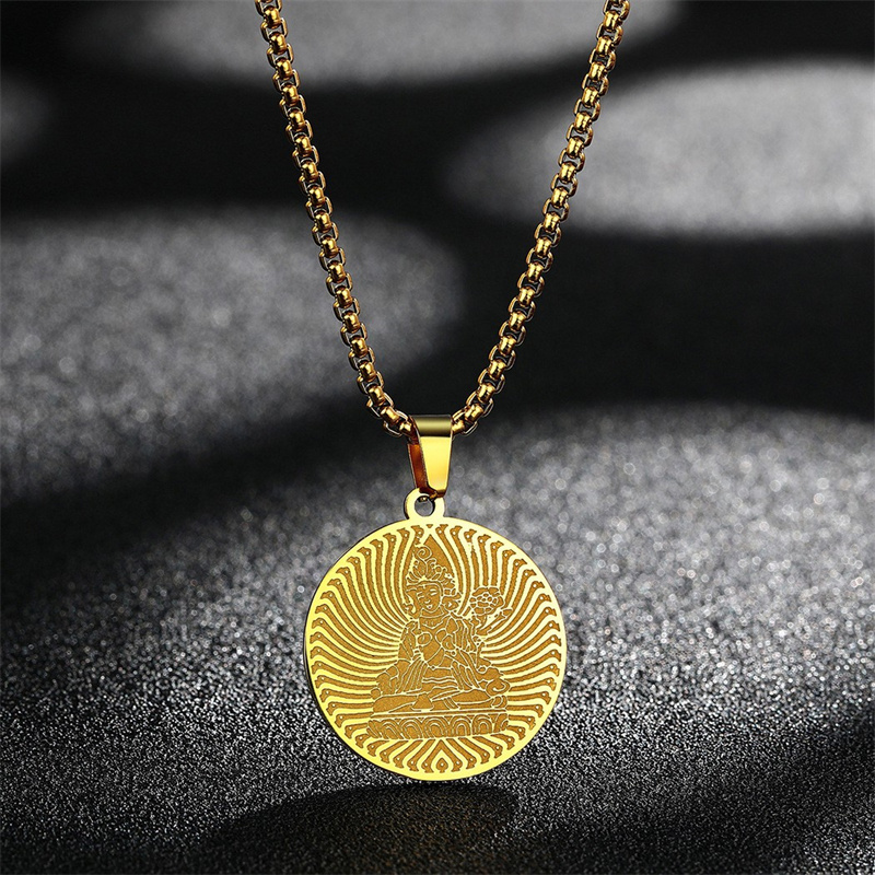 Fashion Stainless Steel Necklace Buddha Pendant Necklace Hip - Temu