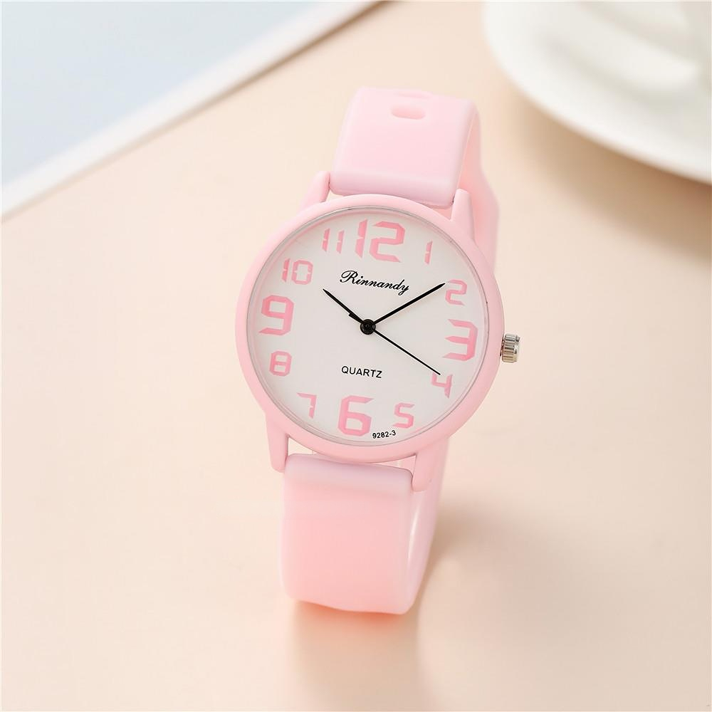 Casual Round Pointer Quartz Watch Analog Silicone Wristwatch For Women ...