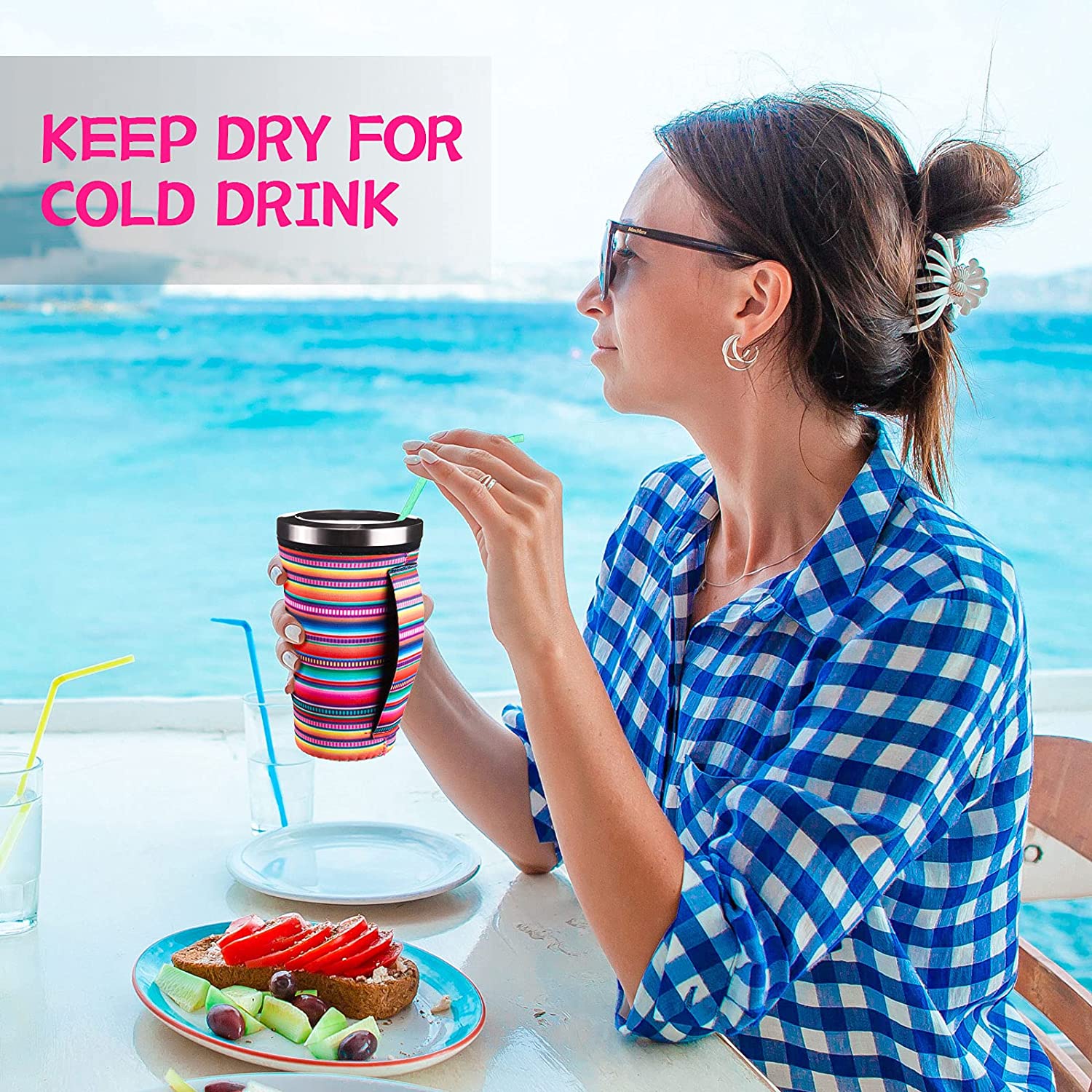 Stay Refreshed Go Reusable Iced Coffee Cup Neoprene Temu