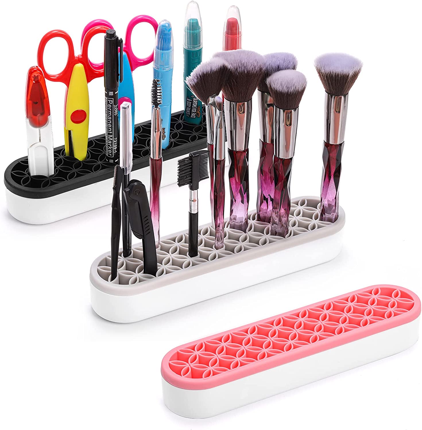 MIPPER Organizador de brochas de maquillaje con 49 agujeros, gran  capacidad, para guardar brochas de cosméticos, aparador de escritorio