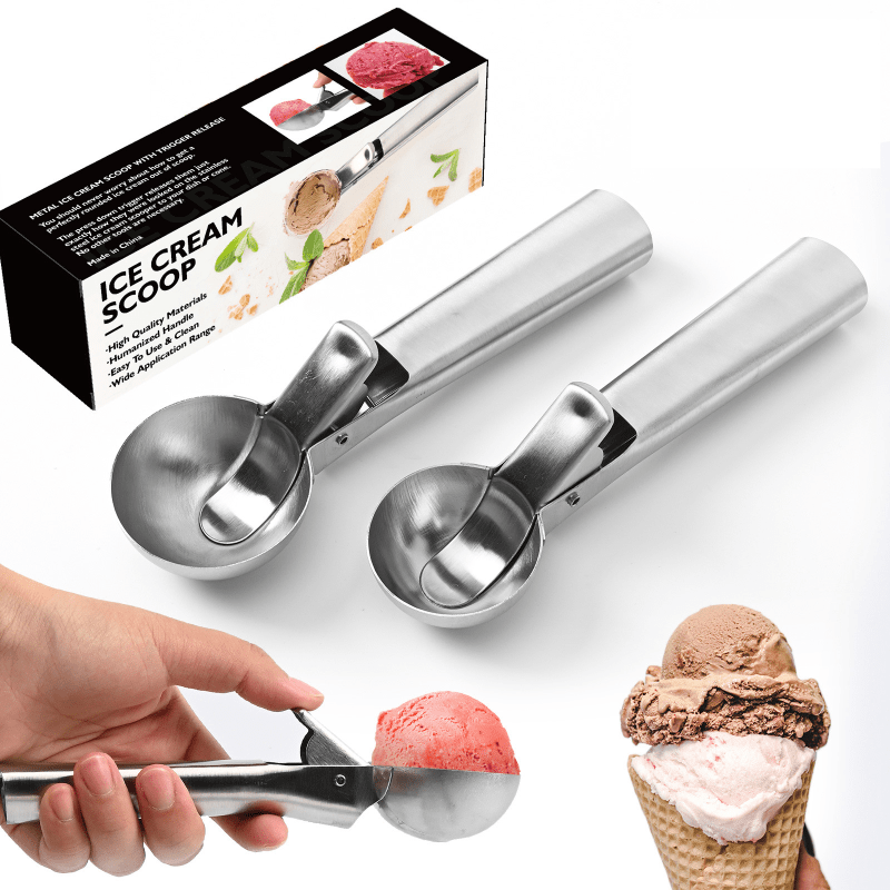 1pc Trigger Release Stainless Steel Ice Cream Scoop - Perfect for
