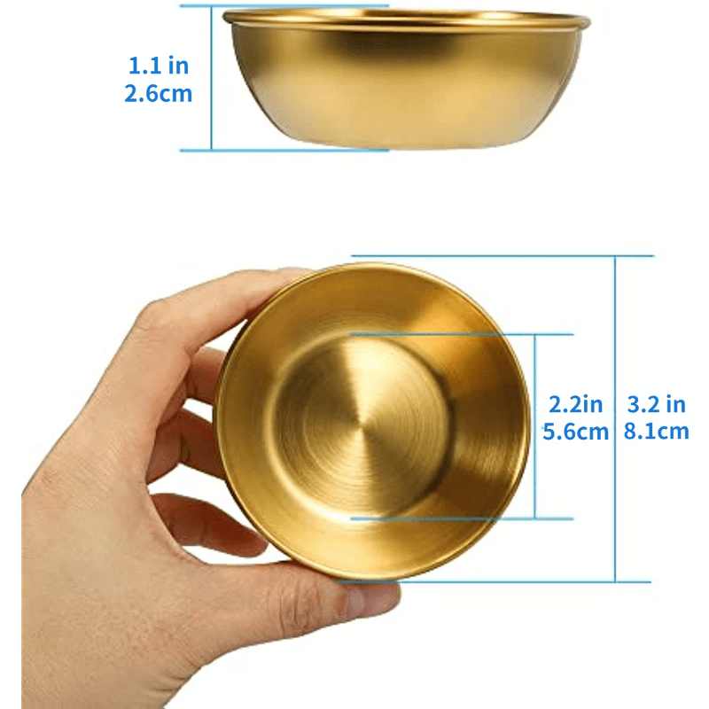 4pcs Stainless Steel Food Dipping Bowl Sauce Cup Seasoning Dish Saucer Appetizer Plates Ketchup Sauce Container (Size S + Size M + 2pcs Size L), Size