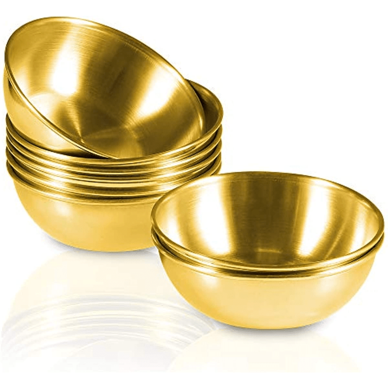 4pcs Stainless Steel Food Dipping Bowl Sauce Cup Seasoning Dish Saucer Appetizer Plates Ketchup Sauce Container (Size S + Size M + 2pcs Size L), Size