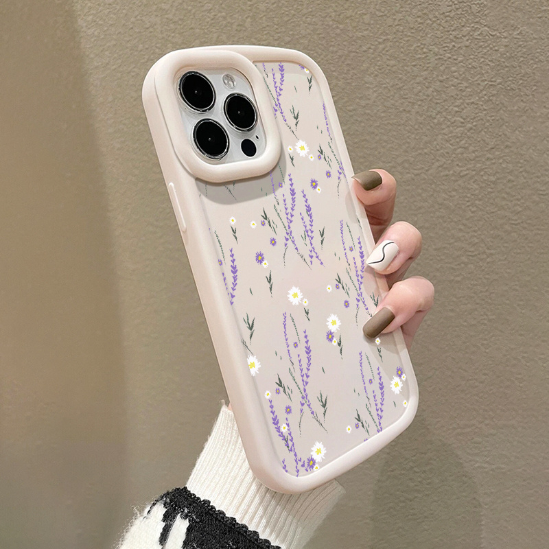 

Lavender Graphic Pattern Anti-fall Silicone Phone Case For Iphone 14, 13, 12, 11 Pro Max, Xs Max, X, Xr, 8, 7, 6, 6s Mini, Plus, White, Gift For Birthday, Girlfriend, Boyfriend, Friend Or Yourself