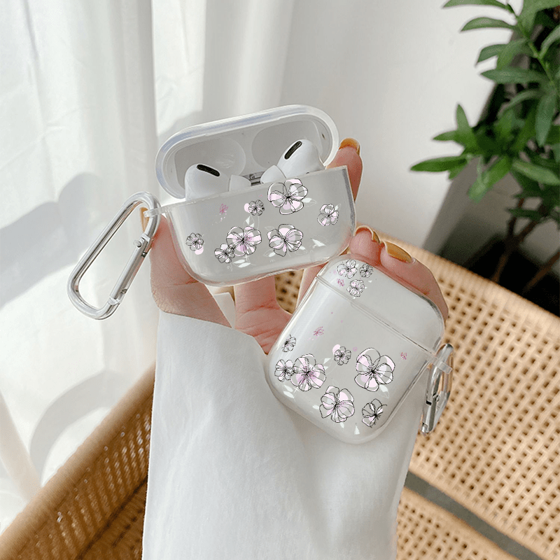 

Cute Flower Printed Earphone Protective Case, Silicone Earphone Case For Airpods 1/2/3, Airpods Pro 1/2/3