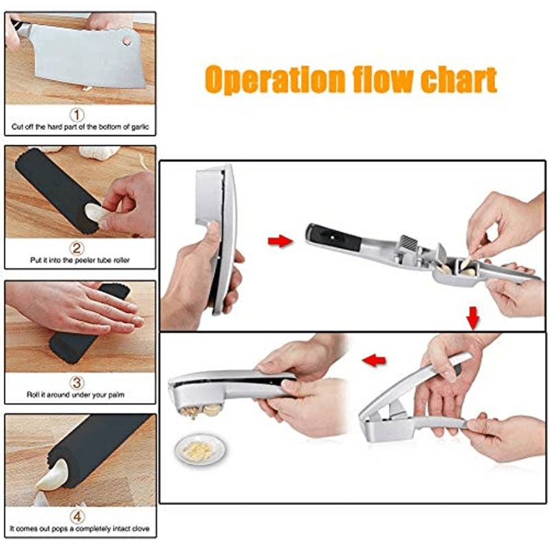 Prensa de ajo, picado de ajo y rebanada de ajo, prensa de ajo 2 en 1,  prensa de ajo trituradora fácil de apretar, mango ergonómico, a prueba de  óxido