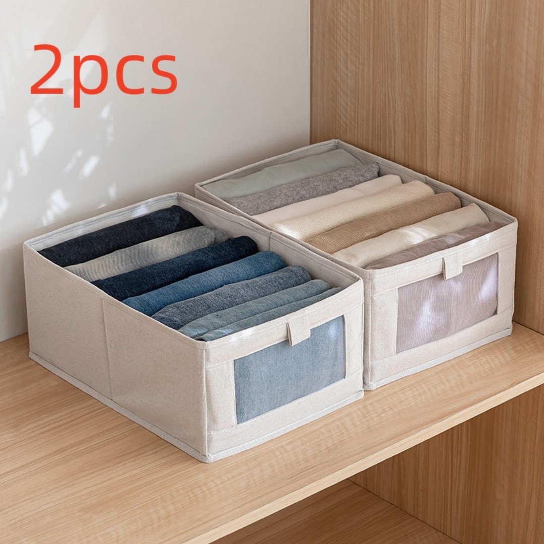 1 2pcs Foldable Large Clothes Storage Box Closet Organizer With ...