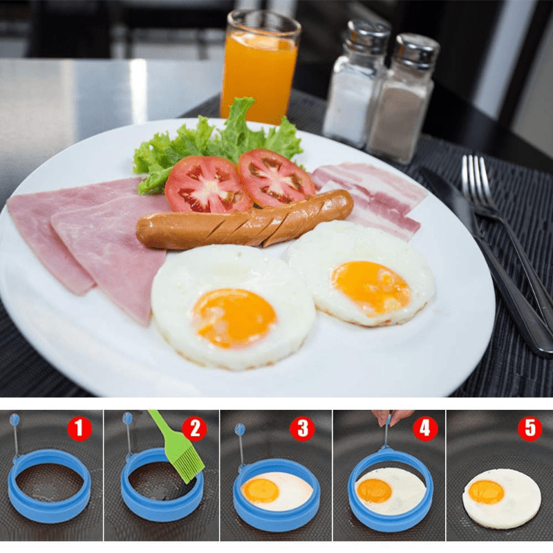 4pcs/set Silicone Egg Rings Omelette Round Non Stick Fried Egg