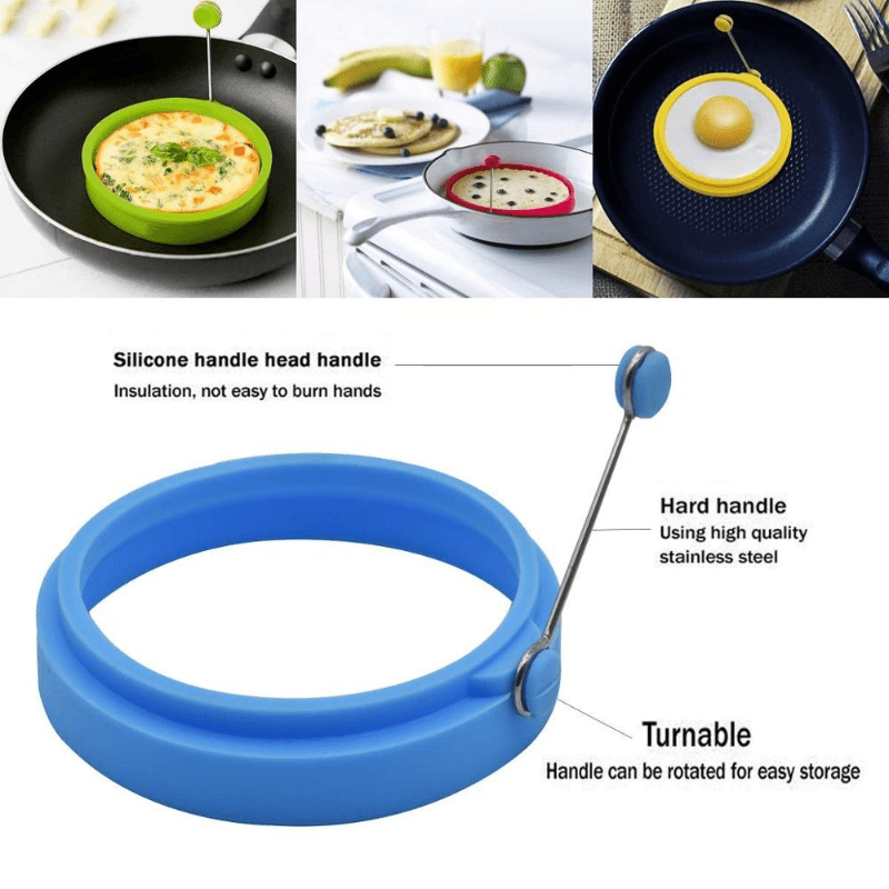 4pcs Silicone Fried Egg Pancake Ring Omelette Fried Egg Round