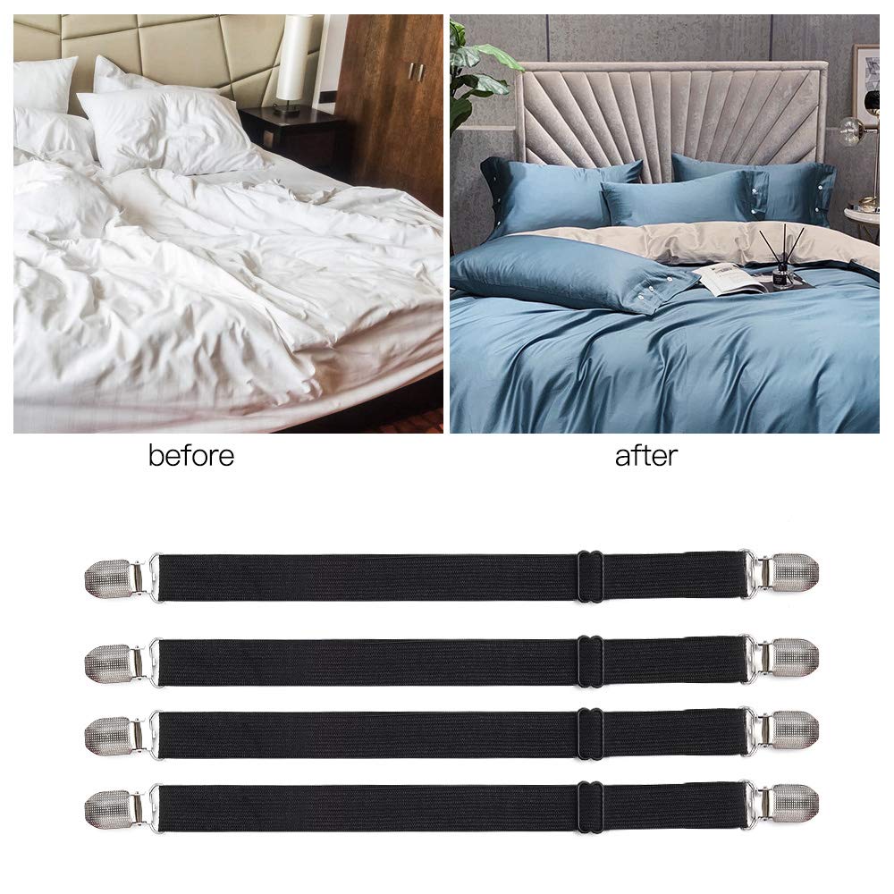 Fitted Sheet Clips, Bed Sheet Suspenders for Adjustable Beds, Bed Sheet  Fasteners, 8 PCS Elastic Bed Sheet Grippers Heavy Duty, Bed Sheet Holder