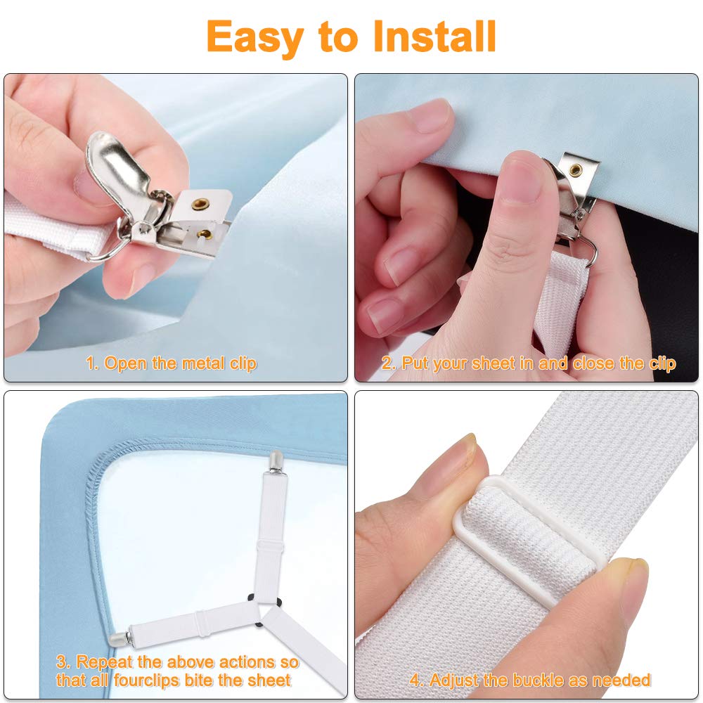 Crisscross Adjustable Bed Fitted Sheet Straps Suspenders Gripper Fastener  Metal