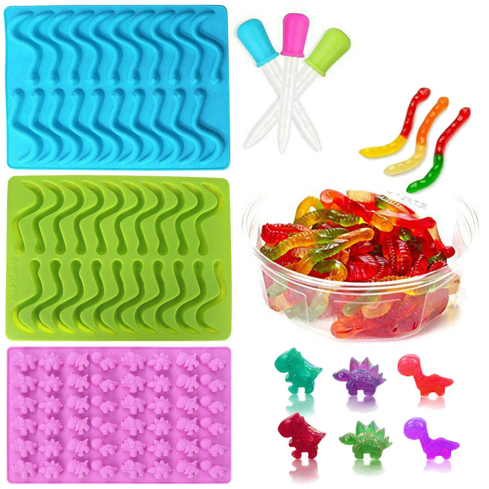 Snakes Worms And Gummy Bears Silicone Mold Chocolate Molds Jelly Mould Ice  Tray