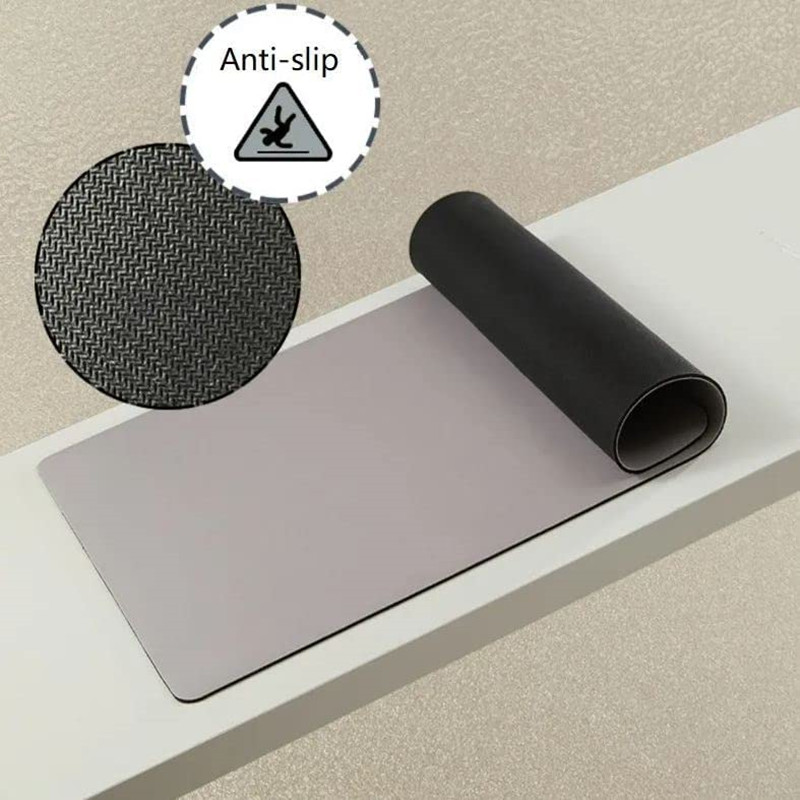 jiaroswwei Waterproof Tear-resistant Faucet Mat Faux Leather Practical  Non-sliding Sink Counter Mat for Home 