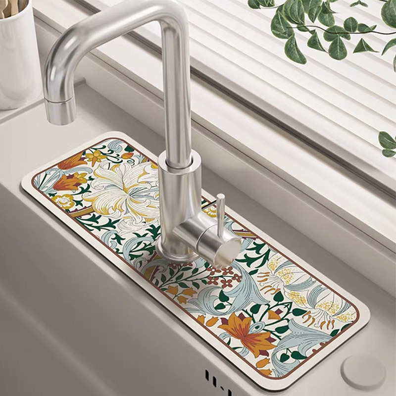 ins breaking retro light luxury kitchen countertop drain mat Napa