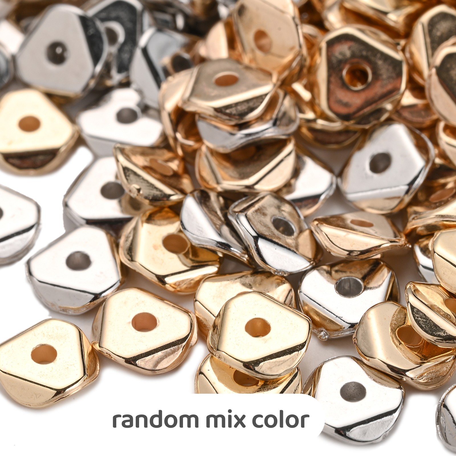 2d Flat - 100pcs/lot 6mm Random Color Flat Geometric Ccb Plastic Beads Spacer Beads For Jewelry Making Earring Keychain Handmade Bracelet