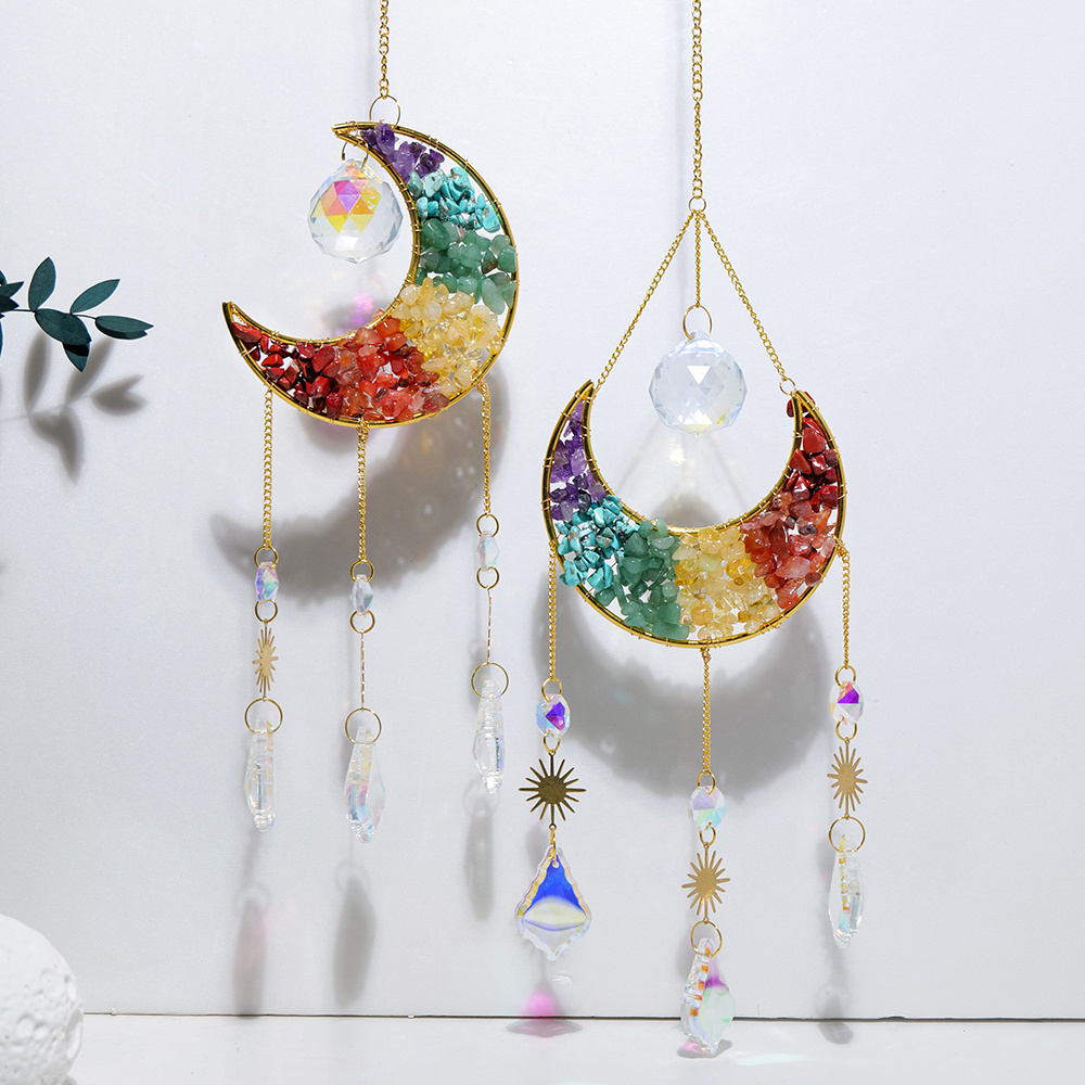 Natural Gemstone Chakra Crystal Gravel Sun Catcher Rainbow - Temu