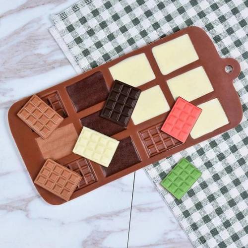 12 chocolate molds silicone molds fondant waffle molds candy bar mould cake decoration tools kitchen baking additions