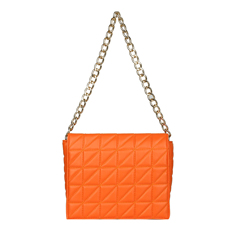 Geometric Print Fuzzy Handle Flap Chain Square Bag