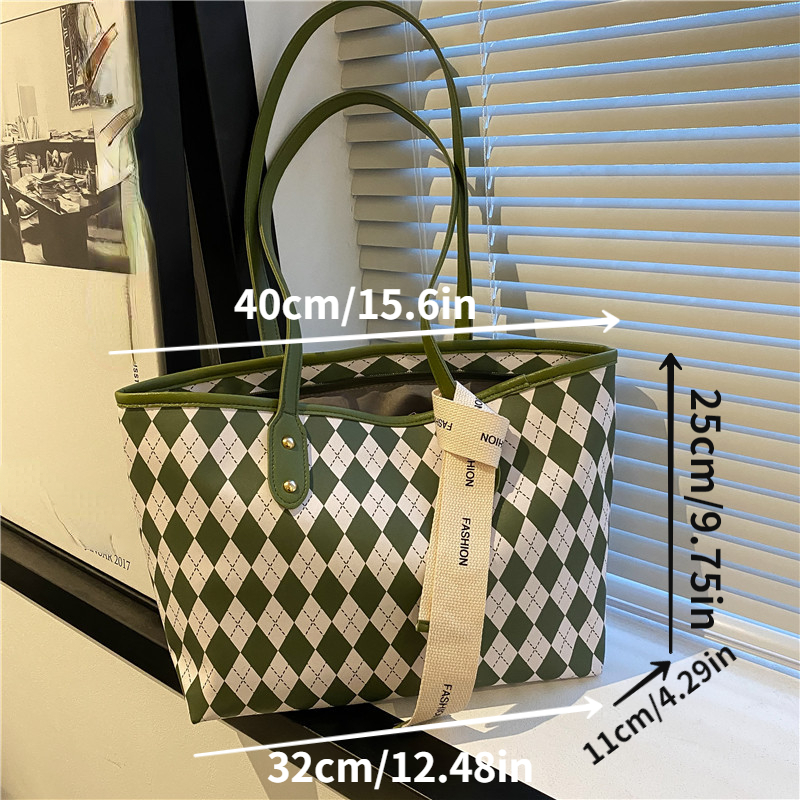 Stylish Large Capacity Tote Bag, Waterproof Solid Color Shoulder Bag,  Versatile Commuter Bag - Temu