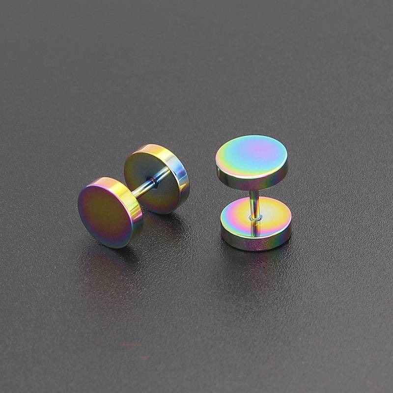 5 Pairs Stainless Steel Round Barbell Ear Studs With CZ - 8mm Screw Back