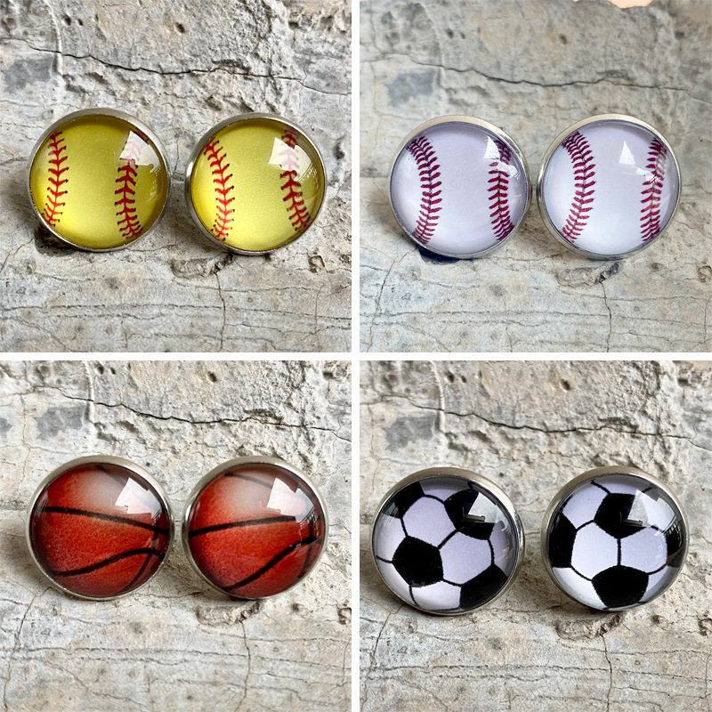 Football Earrings Hollow Out Water Drop Wooden Baseball - Temu