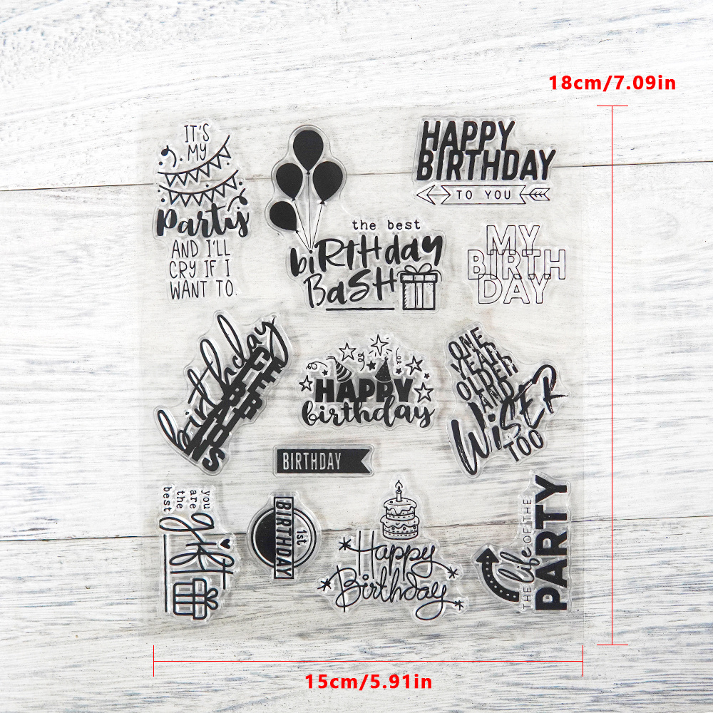 Tampon Transparent Joyeux Anniversaire  Silicone Stamps Scrapbooking  Birthday - Stickers - Aliexpress