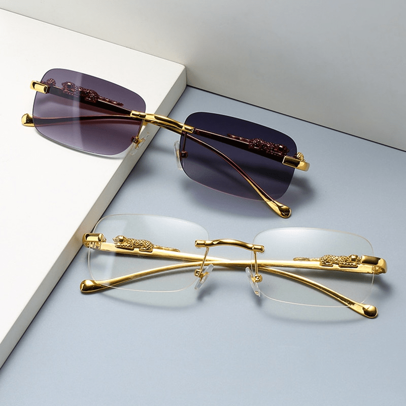Luxury Designer Sunglasses Framless Metal Rectangle Sun Glasses Men Women Summer UV400 Eyewear,Rimless Glasses Men,Temu