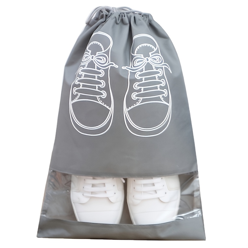 5pcs Outdoor Portable Shoes Bag, Drawstring Travel Shoes Storage Bag,  Travel Shoes Packaging Bag, Shoes Dust Bag With Clear Window, Portable  Organizer