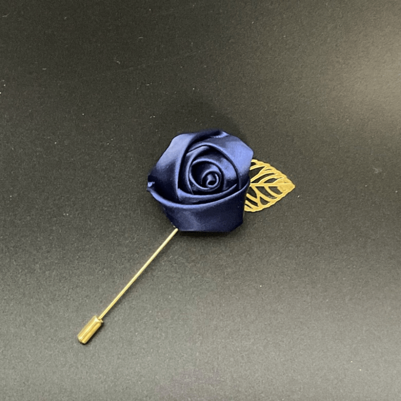 Broche de costume pour hommes, fleur de Rose, feuille d'or