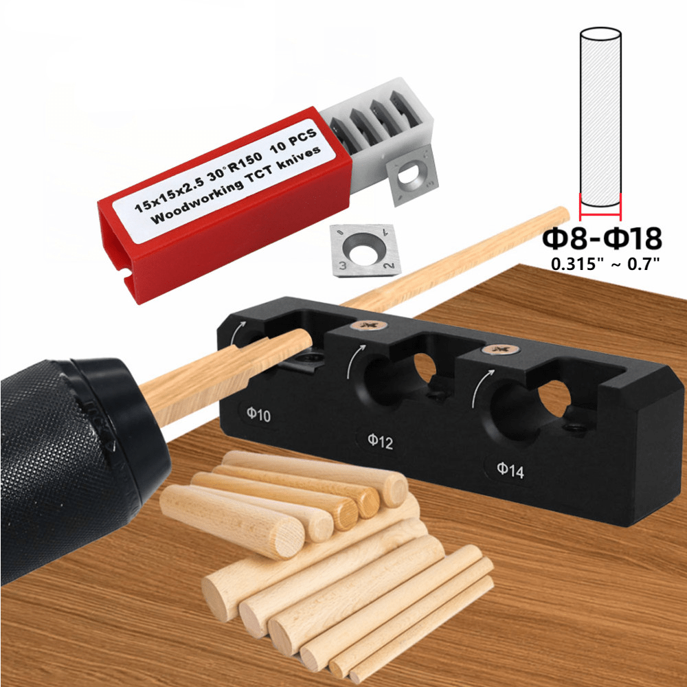 Round Wood Dowel Maker 6mm, 8mm, 10mm, 12mm Punch Locator with HSS Bit  Electric Drill Milling Pin Auxiliary Woodworking Tools