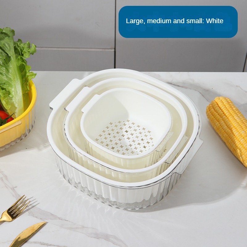 Double Layer Vegetable Washing & Draining Basket (small) For