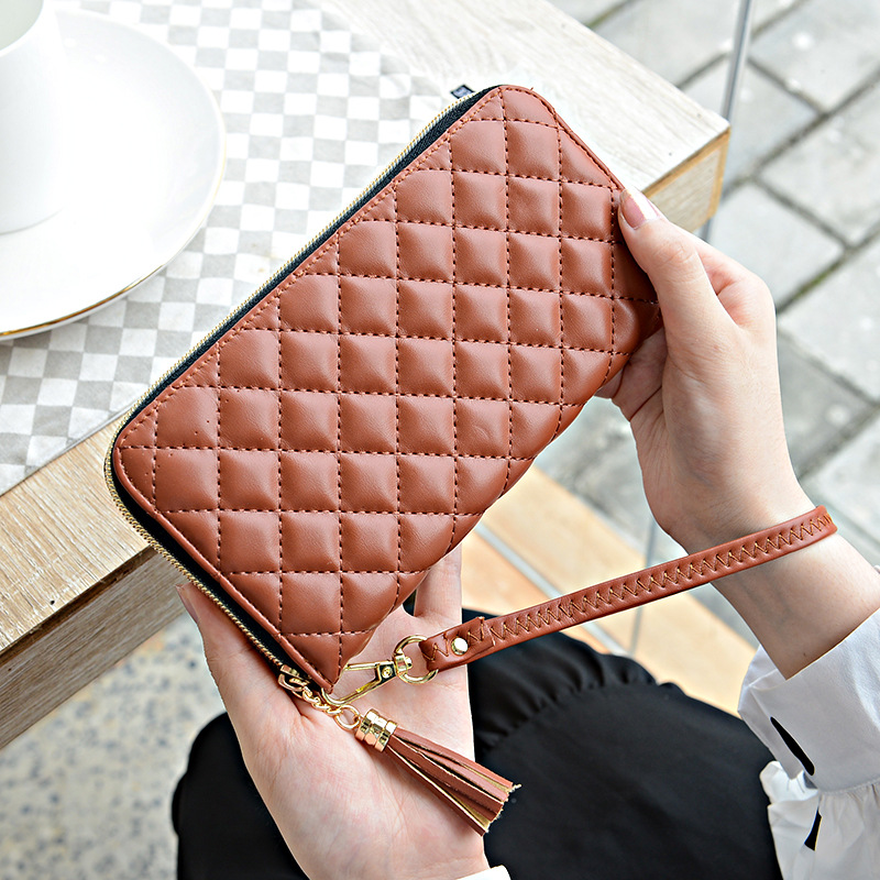 Classic Quilted Long Wallet, Pu Leather Credit Card Holder