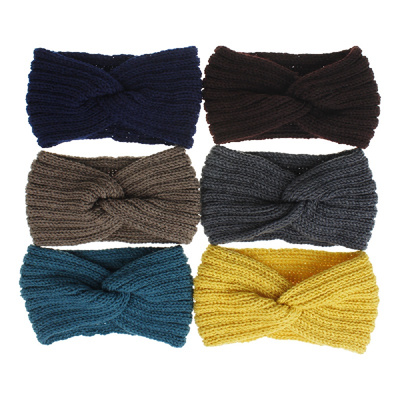 Knitted Headband Coldproof Warm Elastic Cross Knot Hairband