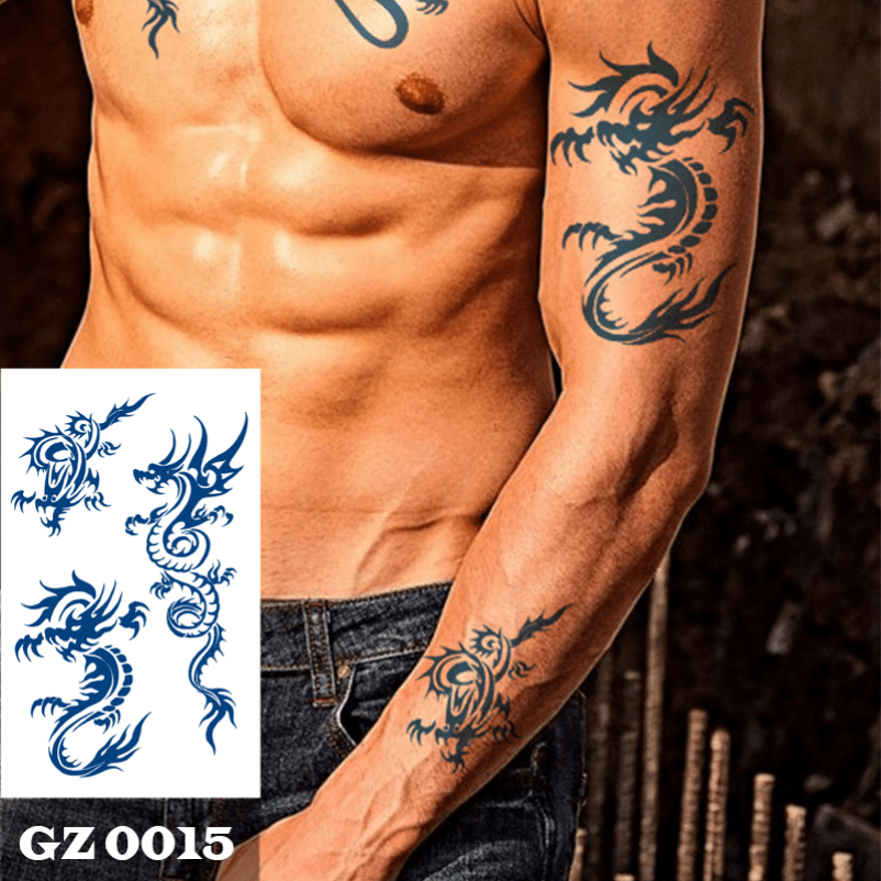 Chinese Dragon Tattoo Waterproof Long-lasting Fake Tattoo For Woman Men  Clavicle Arm Tattoo Temporary Tattoos Art Tattoo Sticker - Temporary Tattoos  - AliExpress