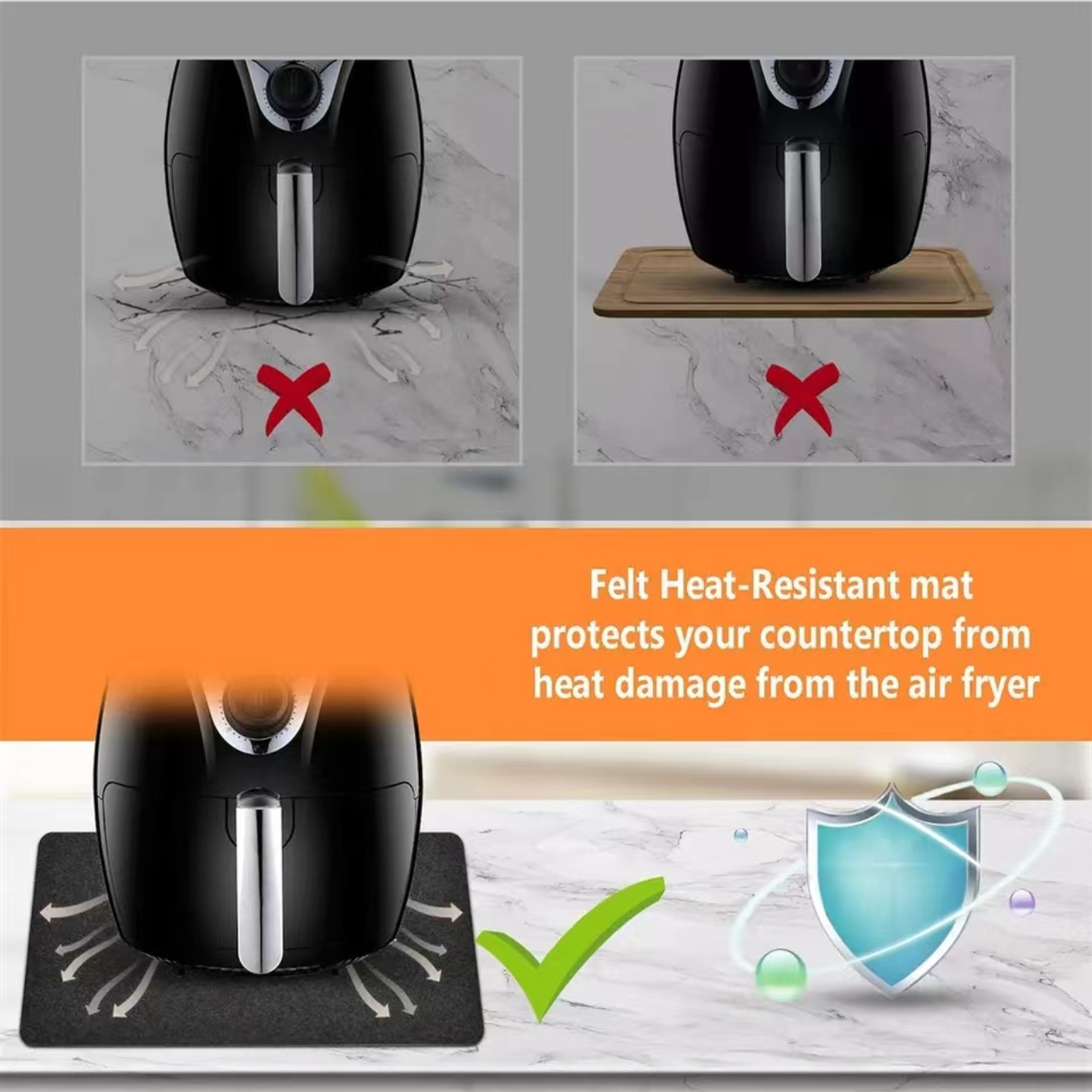 4 Pcs Heat Resistant Mat for Air Fryer Kitchen Countertop Heat