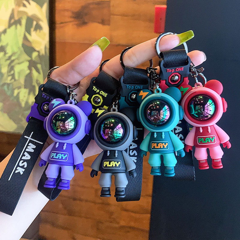 Cute Bear & Astronaut Charm Keychain - Add A Touch Of Fun To Your Bag Or  Car! - Temu