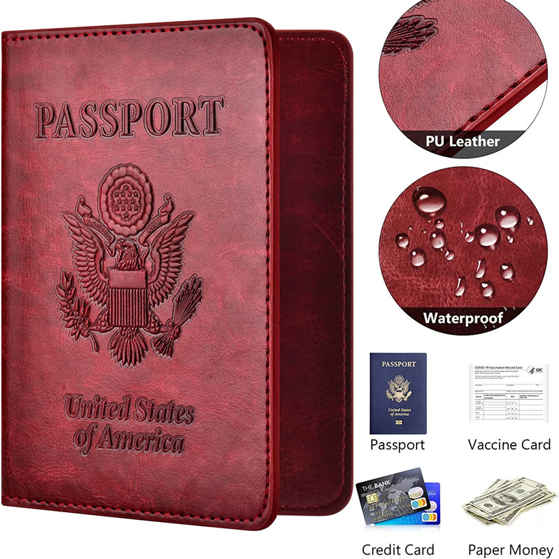 Porta Pasaporte Funda Cartera De Piel Para Pasaporte USA Tarjetas Y  Documentos