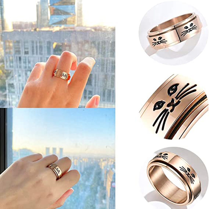 Spinner Stainless Steel Cat Ring Men