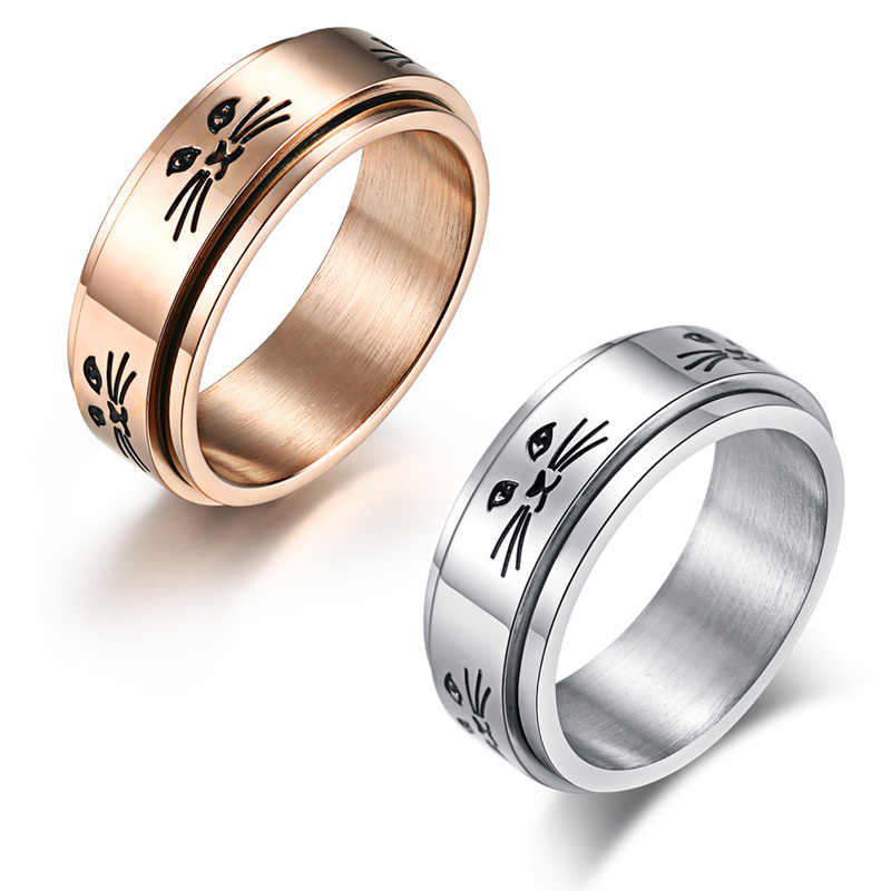 Spinner Stainless Steel Cat Ring Men
