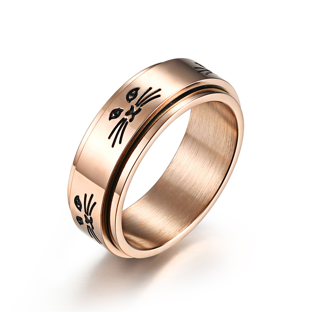 Spinner Stainless Steel Cat Ring Men