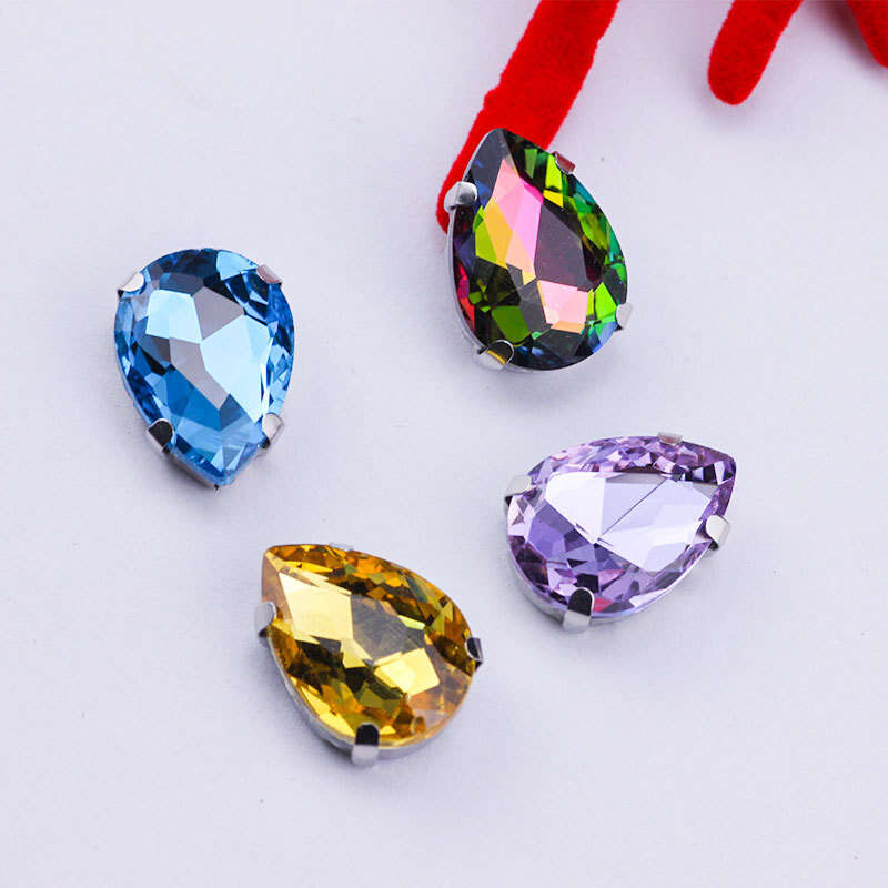 320 piezas de diamantes de imitación para coser, gemas acrílicas, garra  para coser, piedras preciosas de diamantes de imitación con agujero  plateado