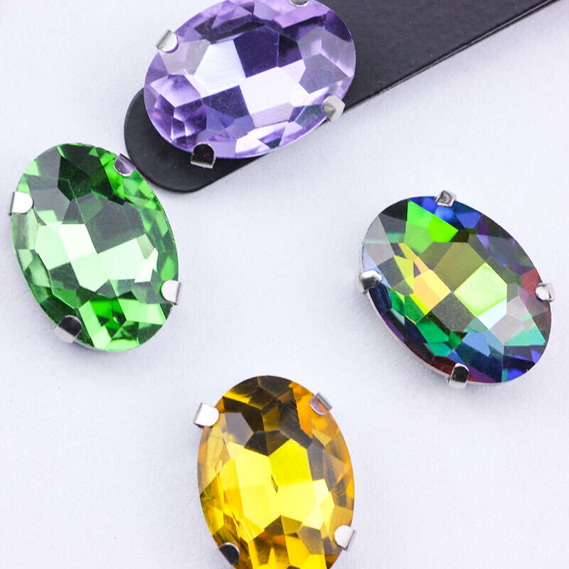 Sewing On Rhinestones Oval Shape Flatback Crystal Rhinestone For Clothing  DIY Wedding Dress Accessoric