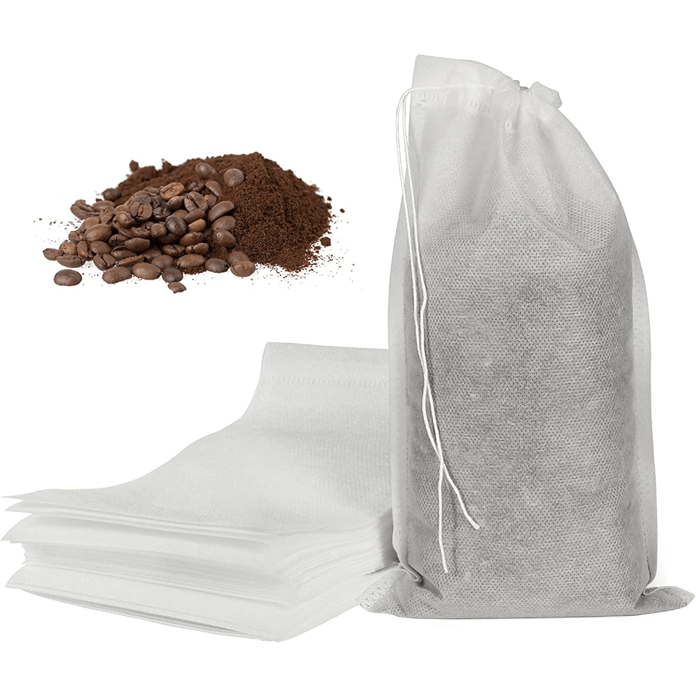 

100 sachets filtres à café jetables 6x10 pouces - Mailles fines - Sachets à cordon pour infusion à froid, thé chaud, herbes et épices - Eid Al-Adha Mubarak