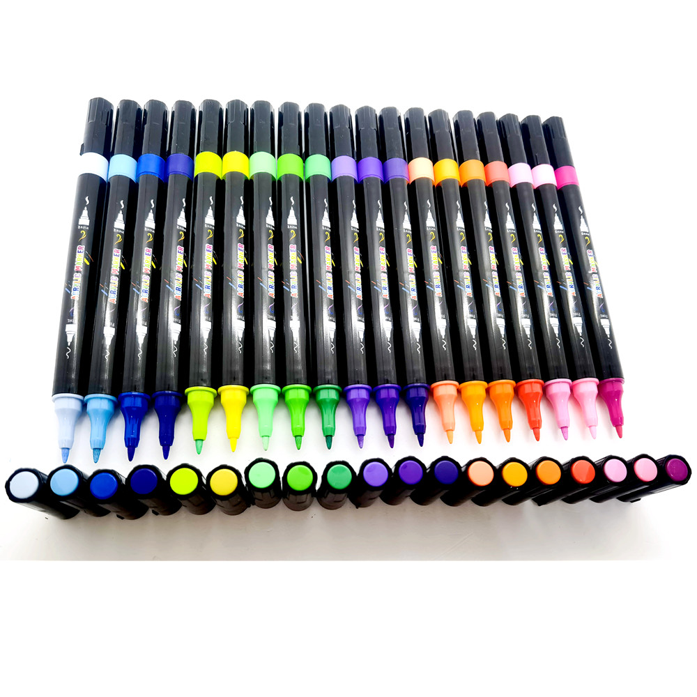 24 Colors Acrylic Paint Pens, Dual Tip Acrylic Paint Markers with Brush Tip  and Fine Tip, Acrylic Pens for Rock Painting, Wood, Canvas, Stone, Glass
