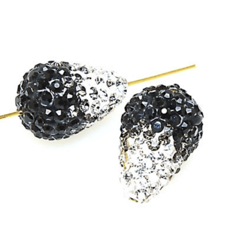 Crystal Rhinestone Polymer Clay Large Hole Beads With Silvery