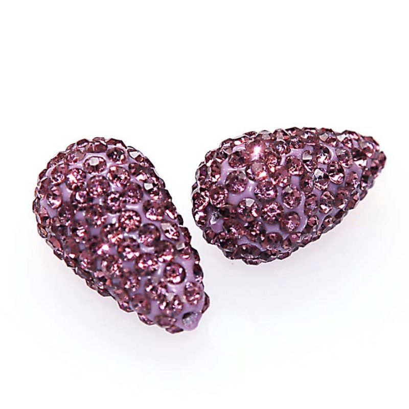 Crystal Rhinestone Polymer Clay Large Hole Beads With Silvery