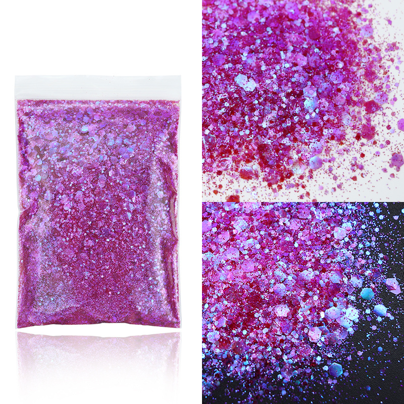 Lifextol 4Pack 60g Holographic Chunky Glitter Flakes Iridescent Purple Pink  Makeup Glitters Nail Sequins Pigment for Festival Body Nails Resin Crafts