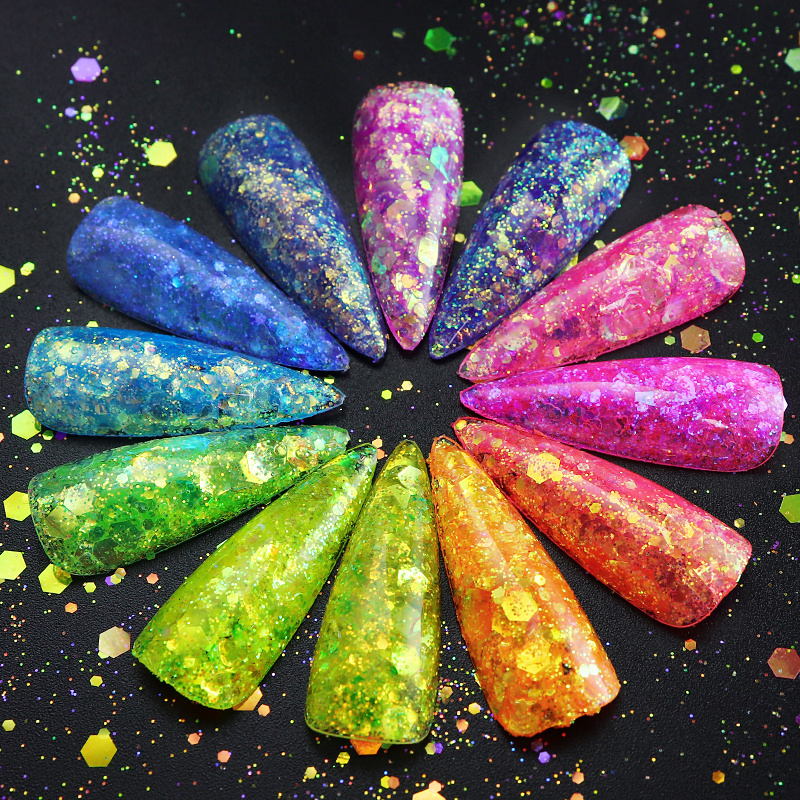 Sparkling Holographic Hexagon Nail Art Flakes 50g/Emery Bag Chunky Glitter  Sequins For 3D Gel Polish Decoration From Blueberry06, $7.89