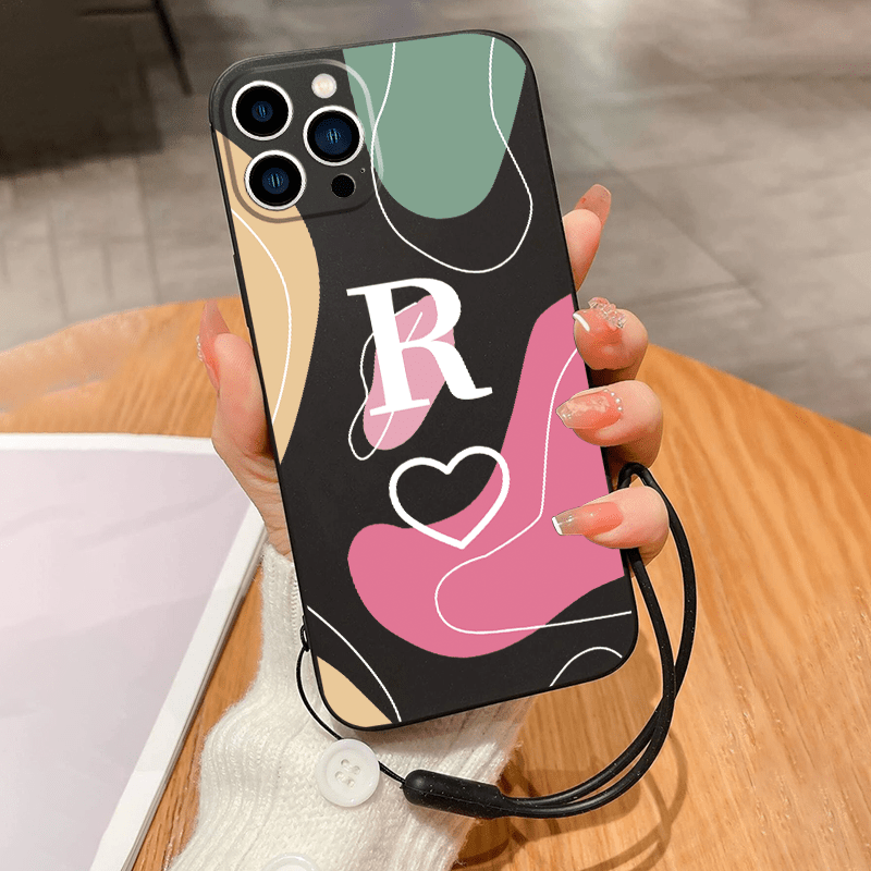Black Letter Graphic Pattern Phone Case For Iphone 14, 13, 12, 11